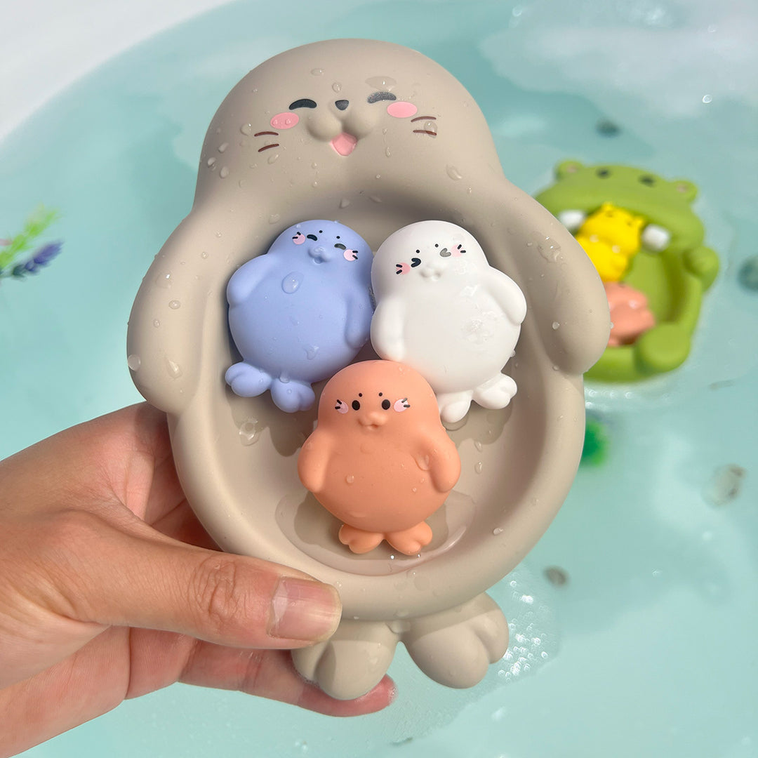 Unisex Badespaßspielzeugset mit niedlichen Nilpferdfiguren Karnz