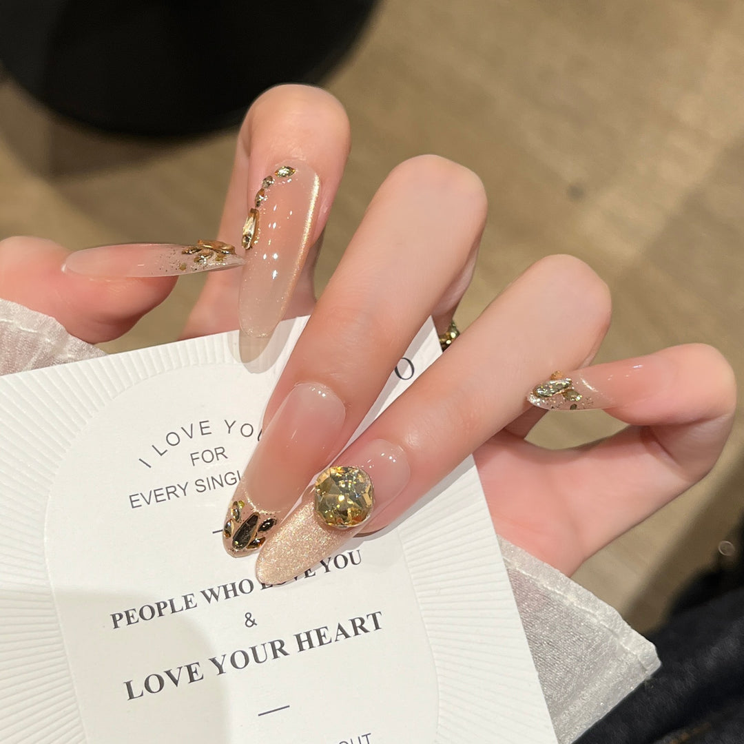 Elegante glitzerverzierte Press-On-Nagelverlängerungen Karnz