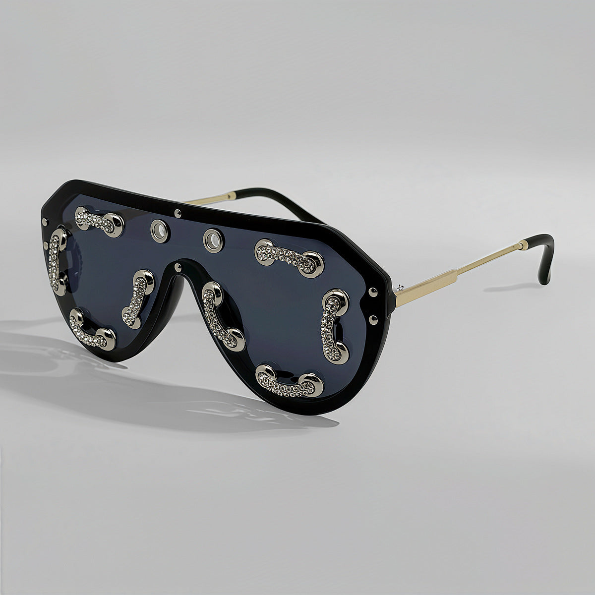 Damen extravagante Designer-Sonnenbrille mit funkelnden Akzenten Karnz