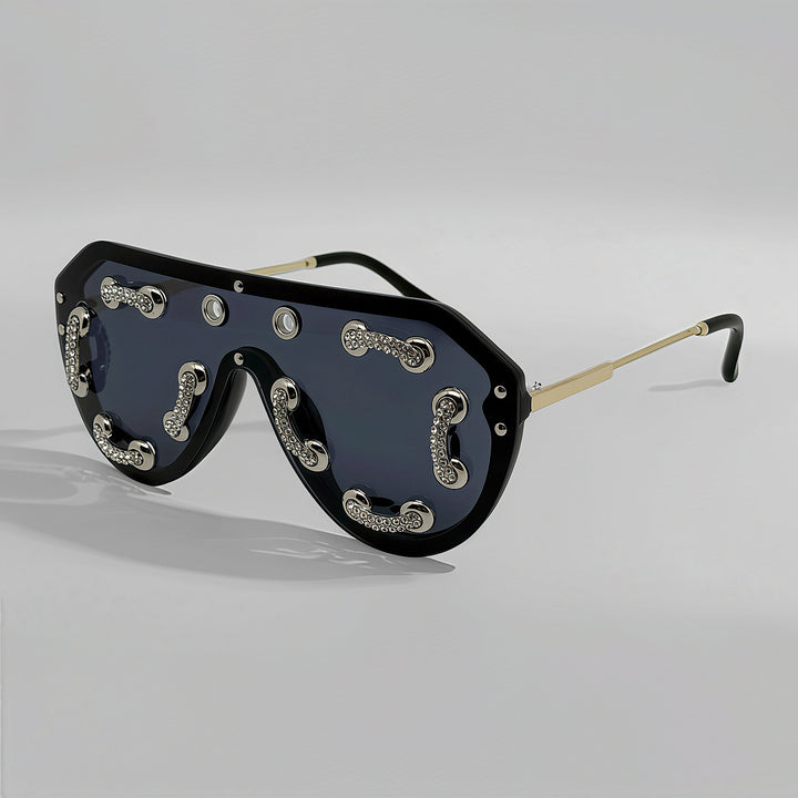 Damen extravagante Designer-Sonnenbrille mit funkelnden Akzenten Karnz