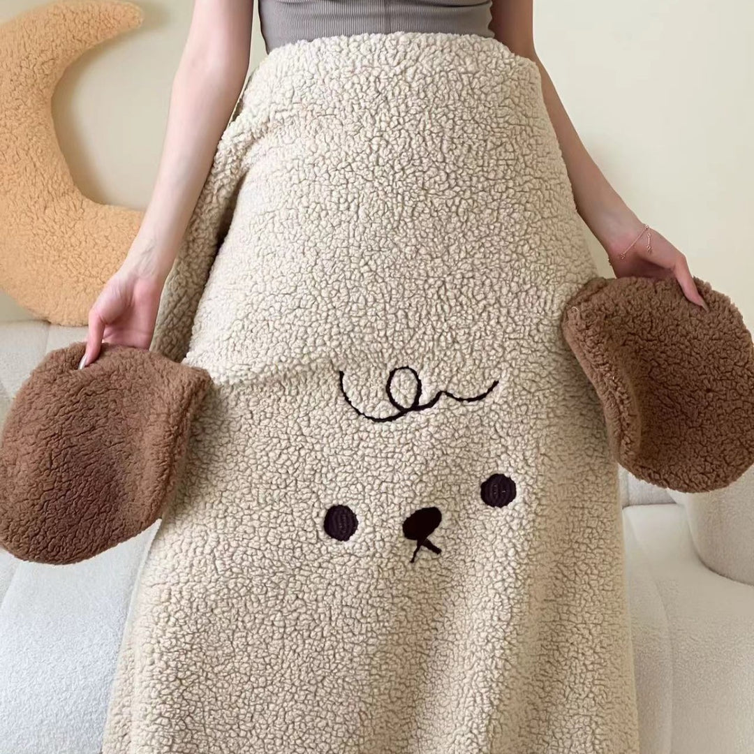 Kuschelige Sherpa-Kinderdecke mit appliziertem Wolkenmotiv und Teddy-Futter