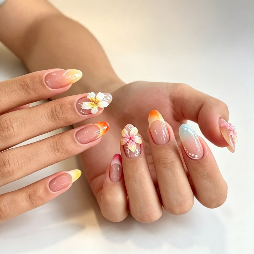 Floral- und Ombre-Press-On-Nagelkunst-Set Karnz