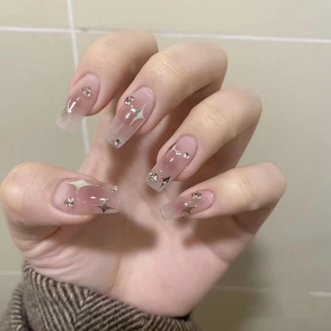Elegantes, mit Strass besetztes Press-On-Nagelset