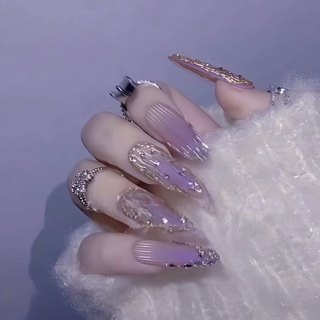 Premium Glossy Gradient Press-On Nail Set