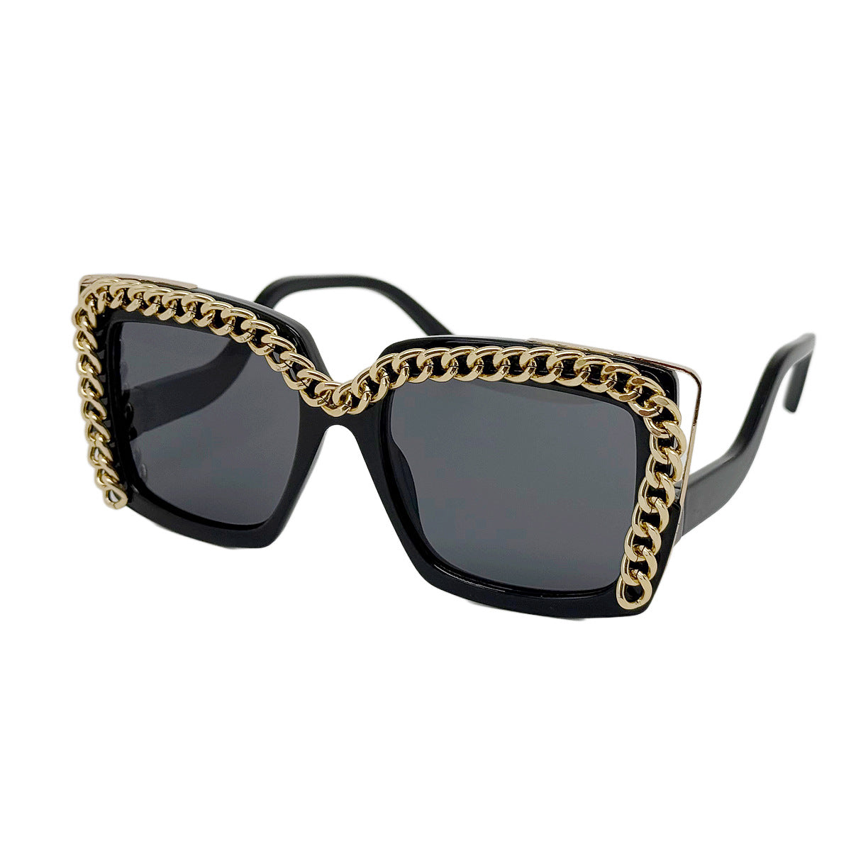 Damen modische oversized Sonnenbrille mit Kettenrahmen Karnz