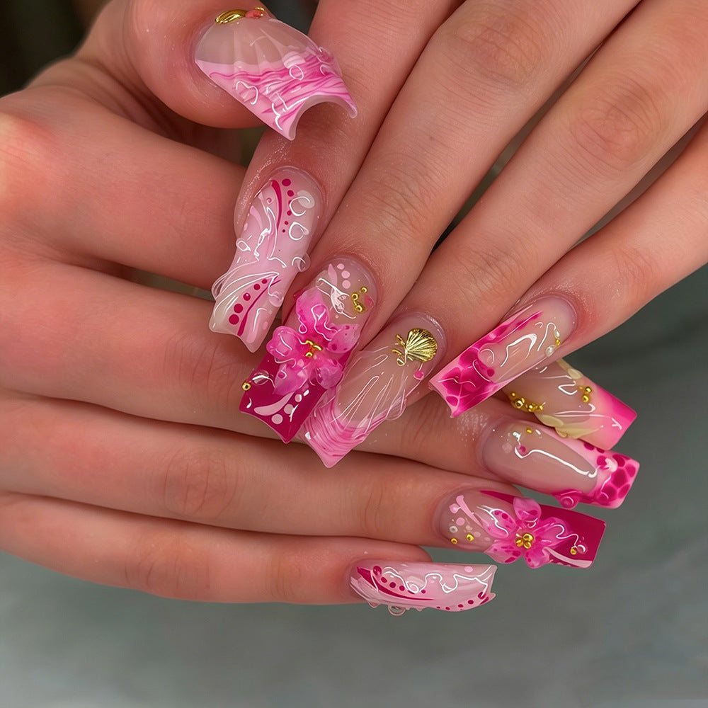 Künstlerisch dekoriertes Press-On-Nagelset Karnz