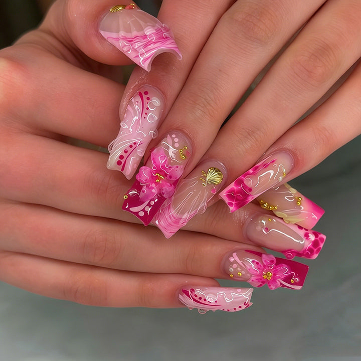 Künstlerisch dekoriertes Press-On-Nagelset Karnz