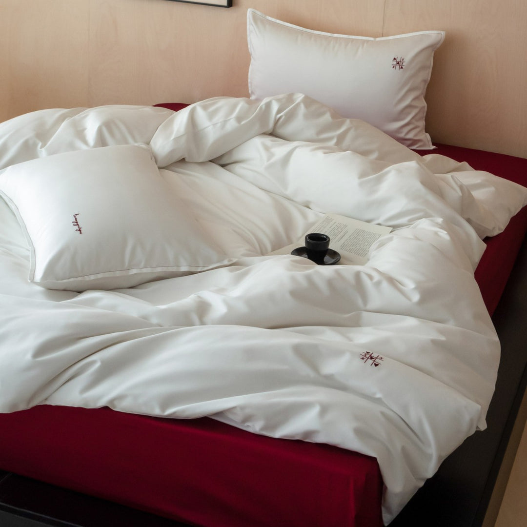 Luxuriöser Seidensatin Bettbezug und Kissenbezug Set