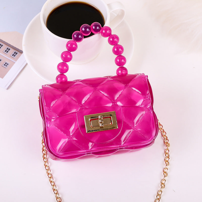 Damen modische Handtasche mit perlenbesetztem Griff Karnz
