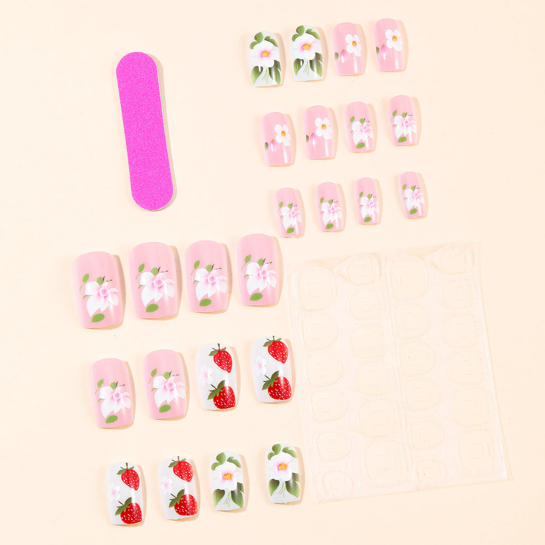 Erdbeer Blumen Nagelkunst Set Karnz