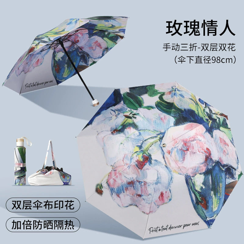 Damen Falt-Regenschirm mit eleganter Blumenoptik Karnz