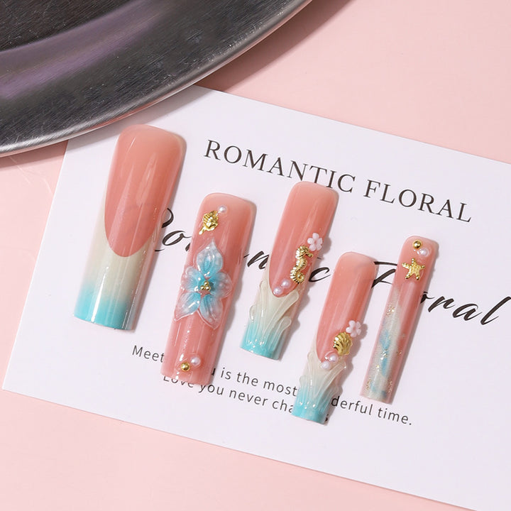 Florale dekorative Press-On Nagel Set Karnz