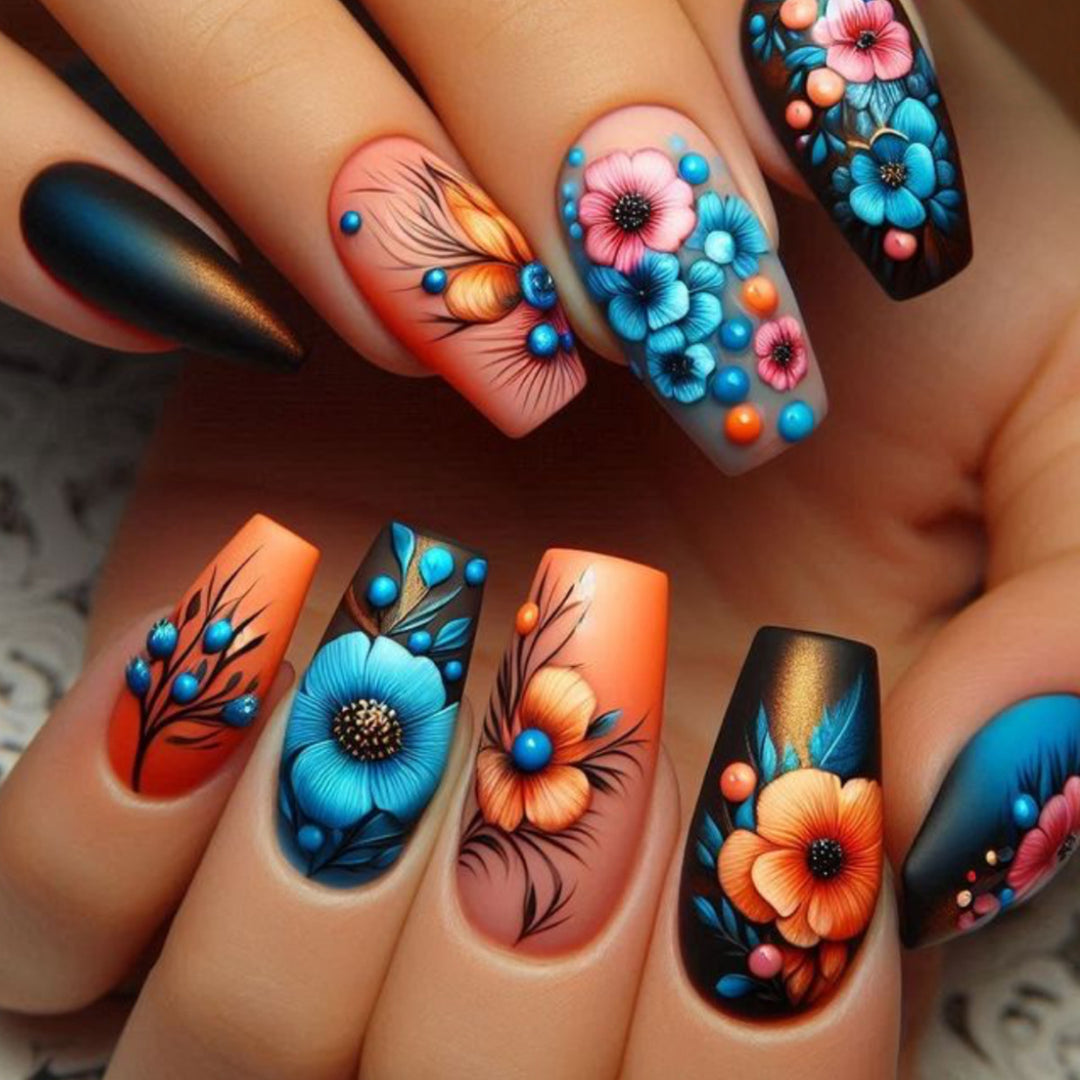 Floral Art Acryl Nagelset Karnz