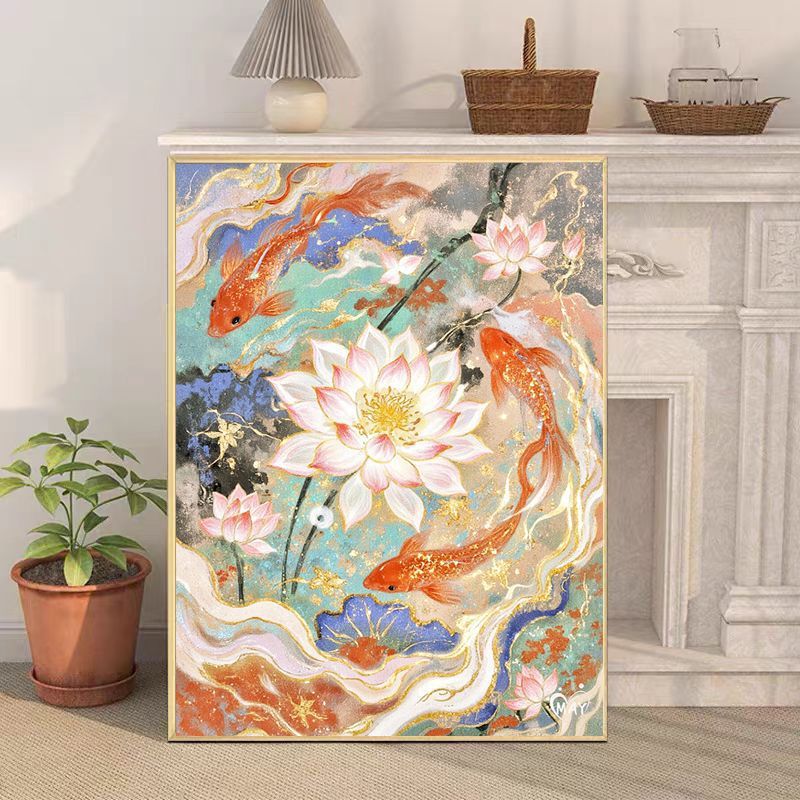 Künstlerische Koi-Fisch-Leinwand Wandkunst Karnz