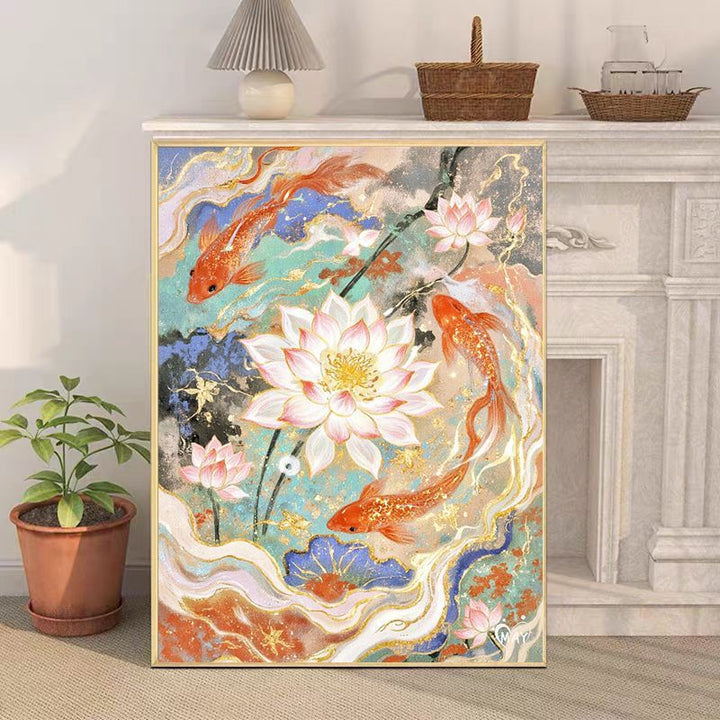 Künstlerische Koi-Fisch-Leinwand Wandkunst Karnz