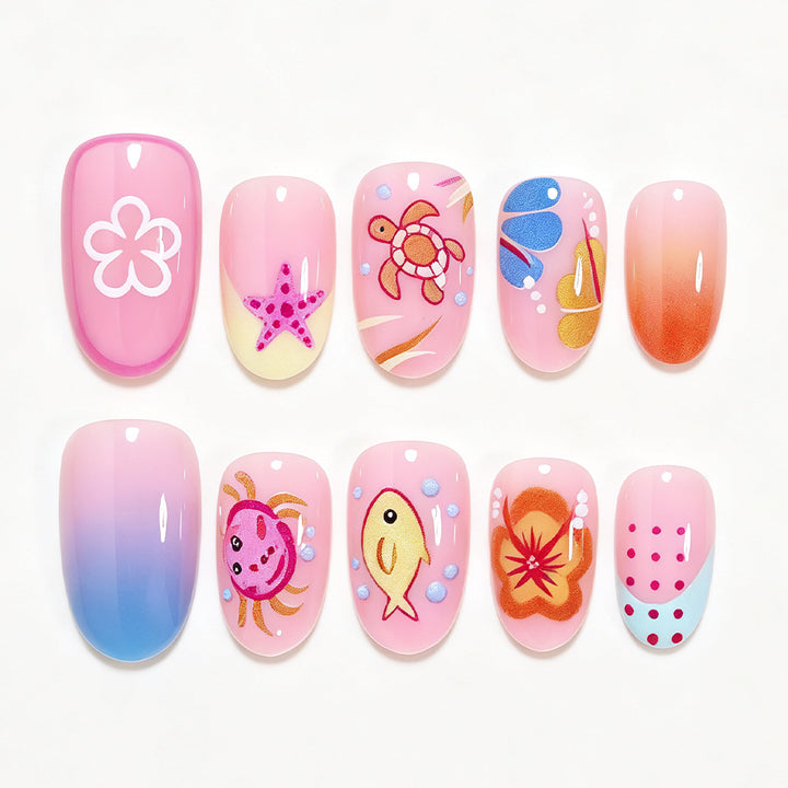 Verspieltes Ozean Tier Nagelkunst Set Karnz