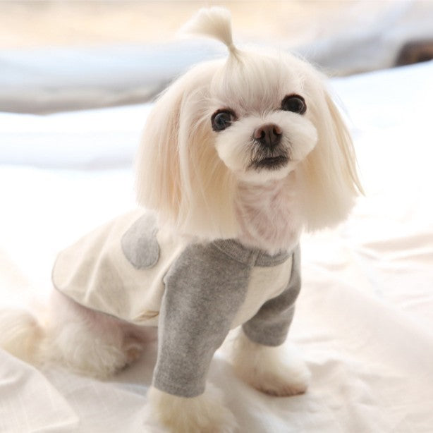 Kleine Hund Baumwoll-Fleece-T-Shirt mit Herz-Patch