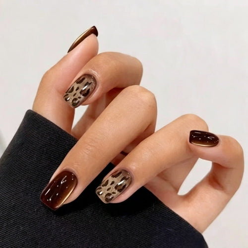 Stylische Animal Print Press-On Nägel Karnz