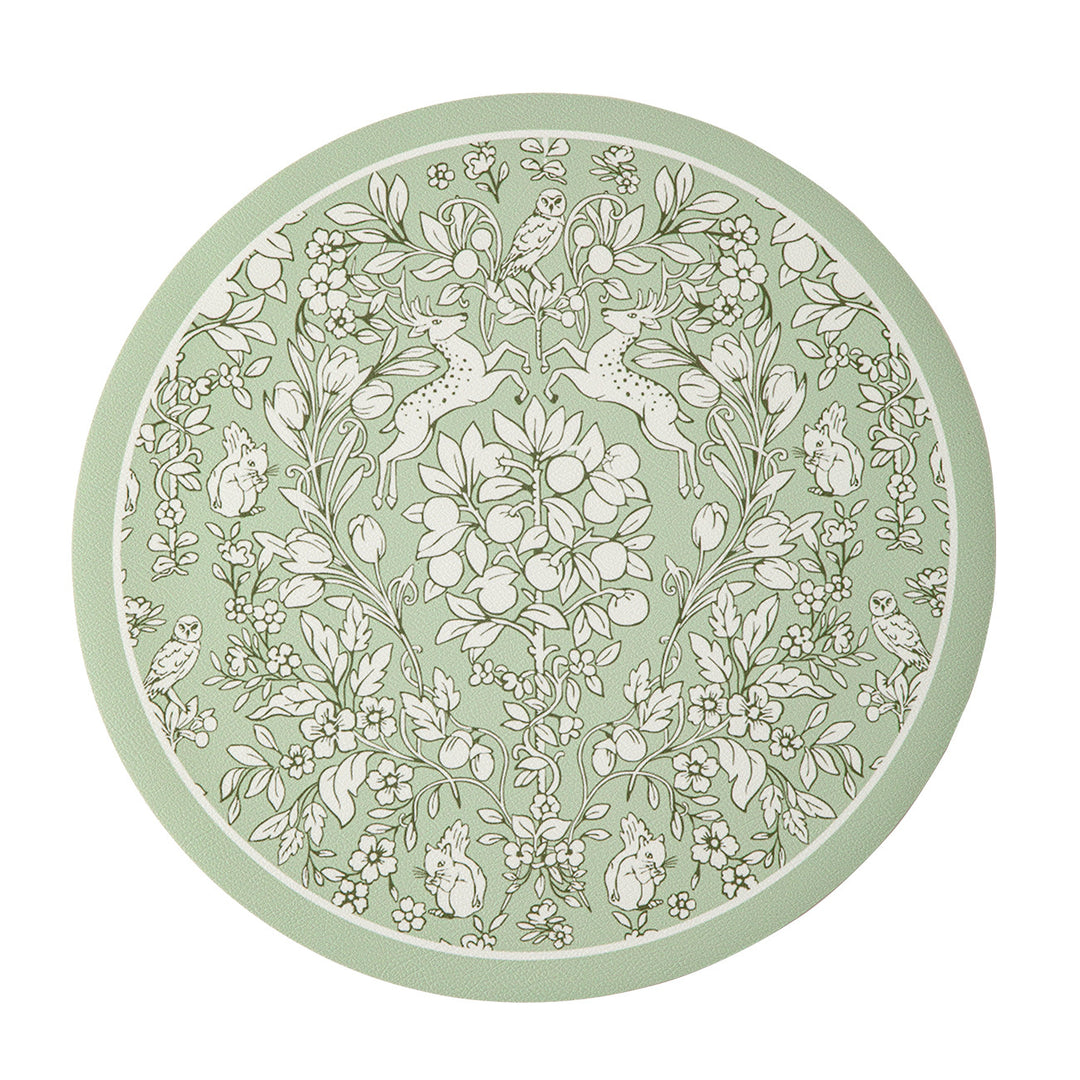 Runder dekorativer Teppich mit floraler Tierillustration und feiner Jacquardstruktur Karnz
