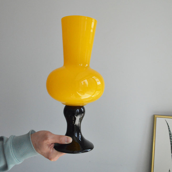 Skulptural Hoher Hals Blasenglas Fußvase Karnz