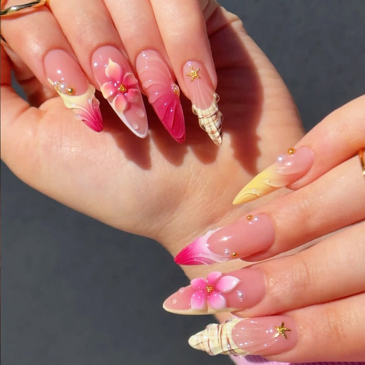 Romantisches Blumen Press-On Nagelspitzen Kunstset Karnz