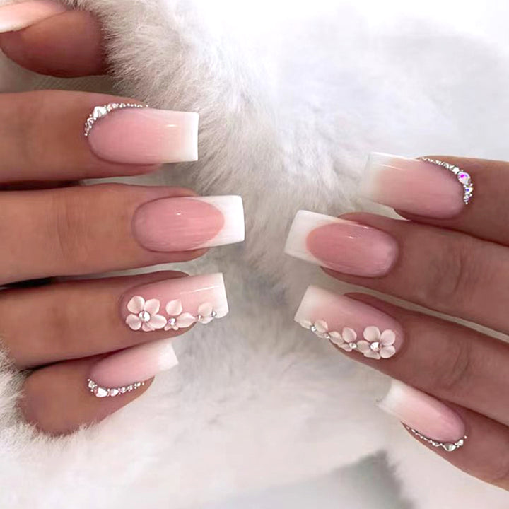 Deluxe Floral Acryl Press-On Nageltipps Karnz