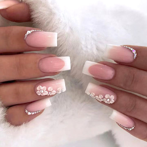 Deluxe Floral Acryl Press-On Nageltipps Karnz