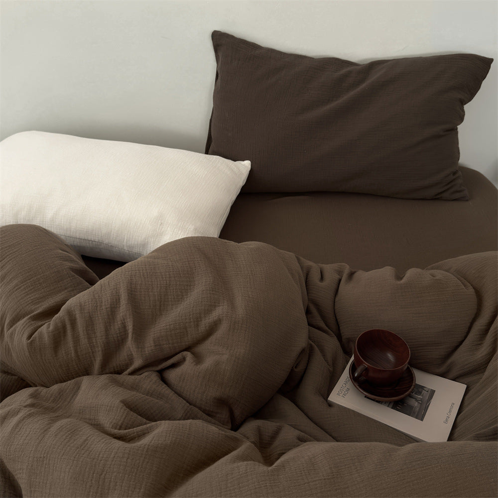 Leichtes Baumwoll-Musselin-Bettwäsche-Set mit strukturierter Gaze-Optik