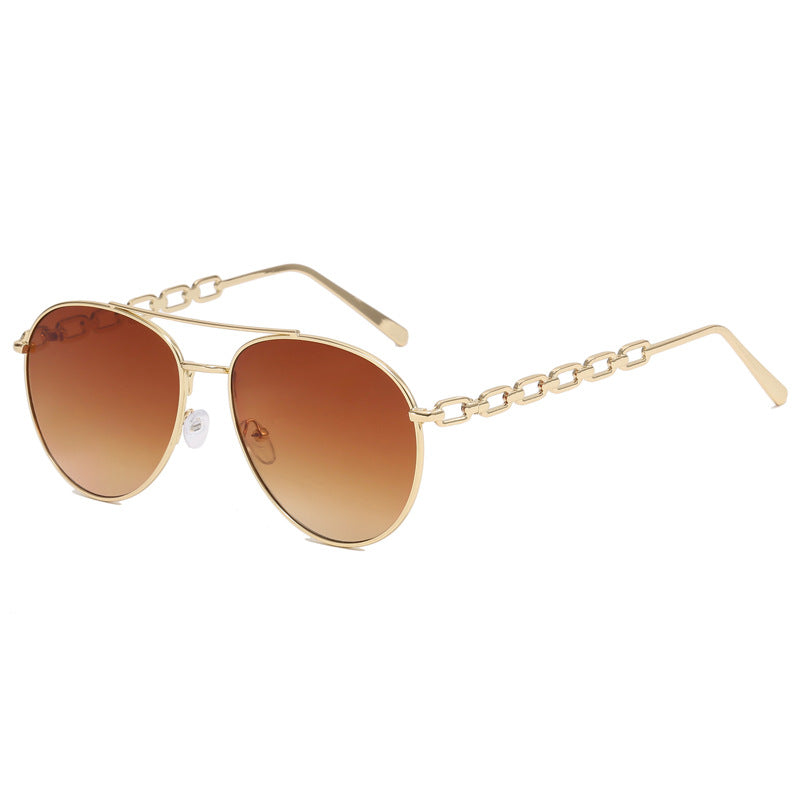 Damen Oversized Sonnenbrille mit modischem Kettenrahmen Karnz