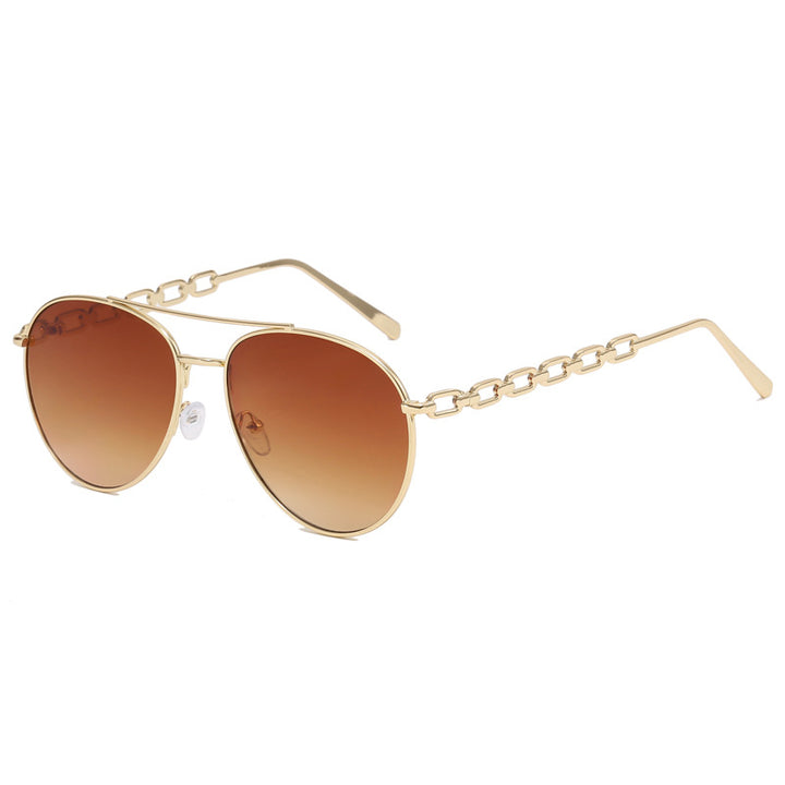 Damen Oversized Sonnenbrille mit modischem Kettenrahmen Karnz