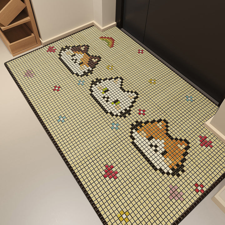 Verspielte Mosaik-Charakter-Türmatte