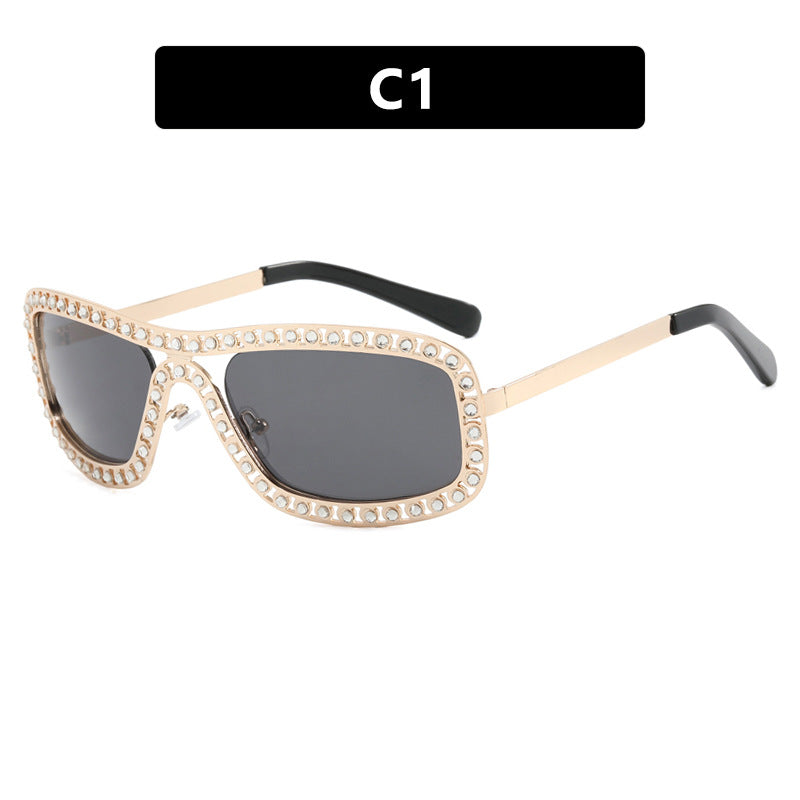 Damen modische Sonnenbrille mit funkelndem Rahmen Karnz
