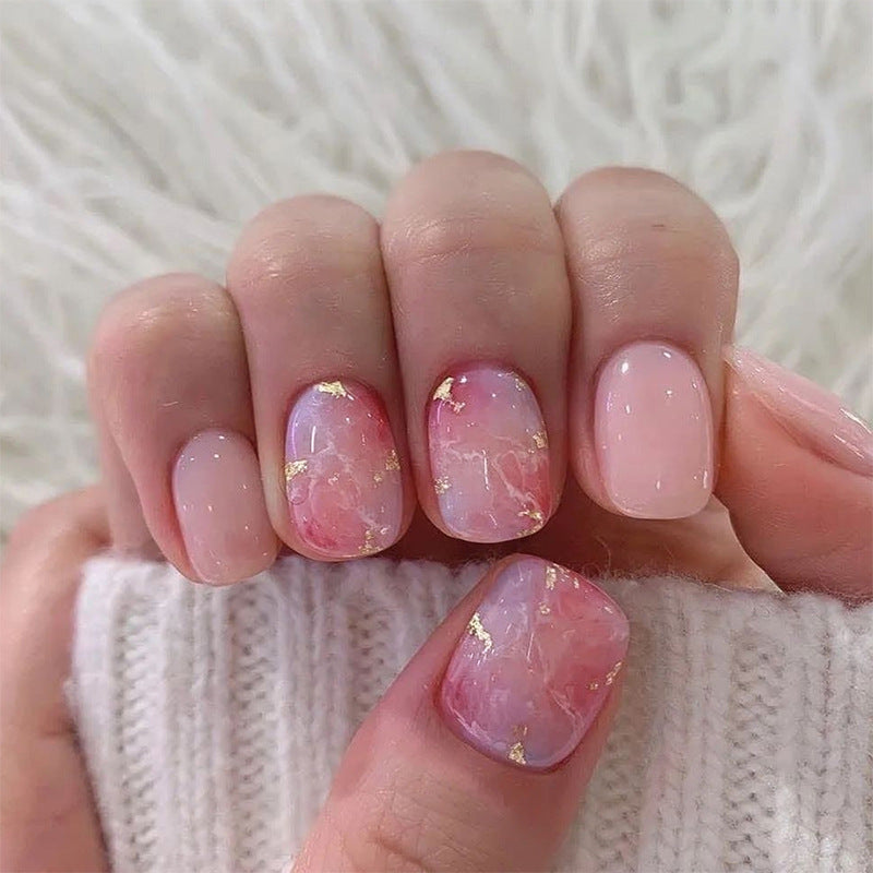 Marmoriertes Gel Press-On Nagelart Karnz