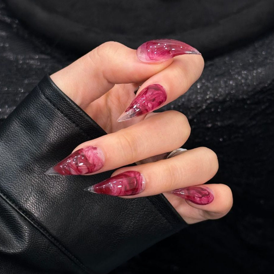 Künstlerische Marmor-Effekt Stiletto Press-On Nägel