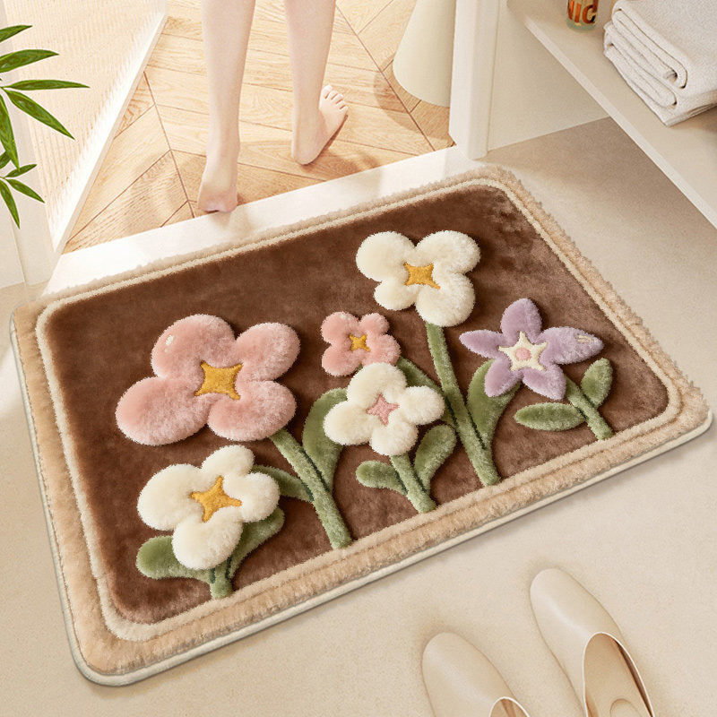 Florale gestickte Badmatte
