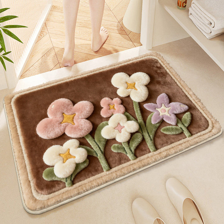 Florale gestickte Badmatte