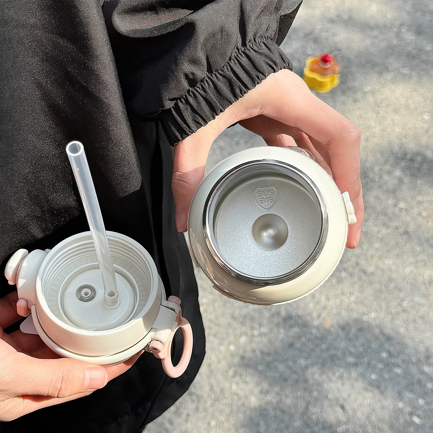 Damen multifunktionale Trinkflasche mit kreativen Silikon-Elementen Karnz