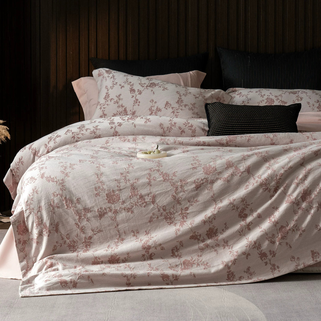 Luxus Baumwollsatin Wendebettbezug Set mit scrollendem Jacquarddruck und maßgeschneideter Säume