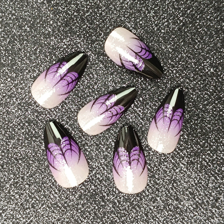 Künstlerisches Press-On Nagel-Set mit lavendelfarbenem Ombre-Design Karnz
