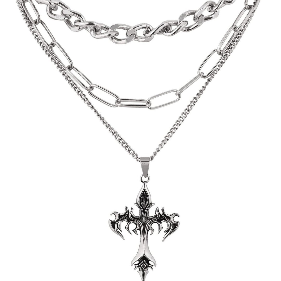 Schichtenkette Kreuz Anhänger Necklace Karnz