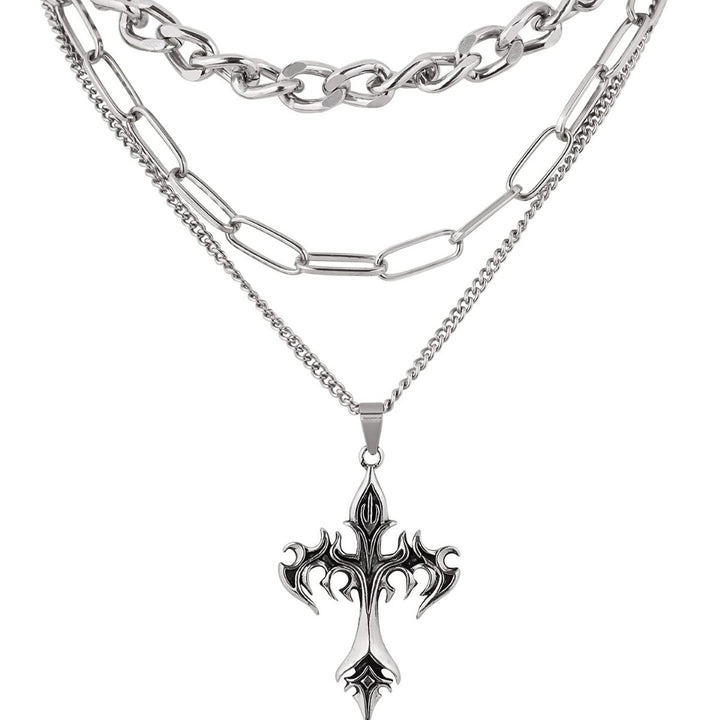 Schichtenkette Kreuz Anhänger Necklace Karnz