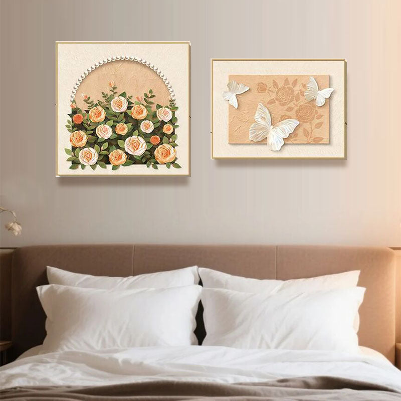 Elegante Blumenreiche Relief Wanddekoration
