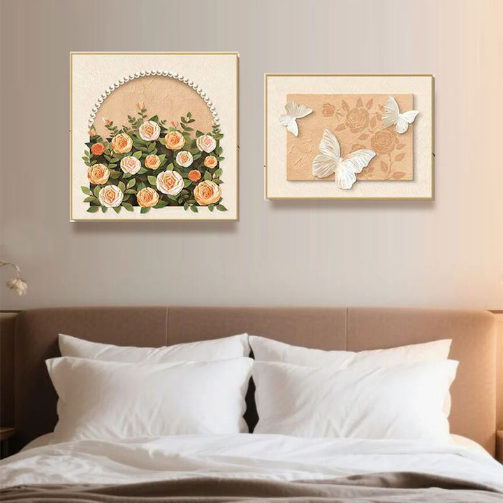 Elegante Blumenreiche Relief Wanddekoration