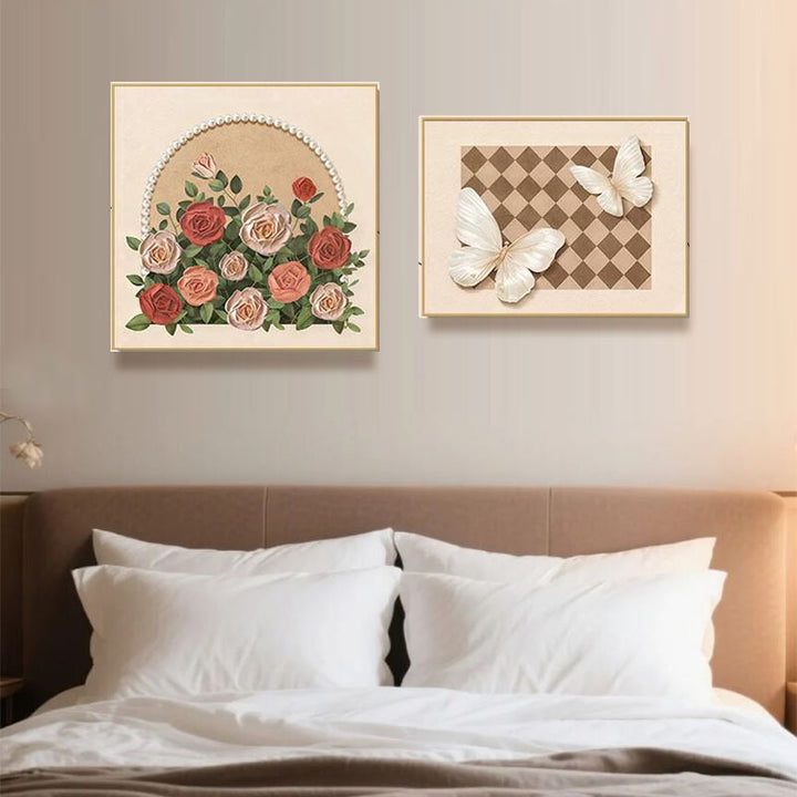 Elegante Blumenreiche Relief Wanddekoration