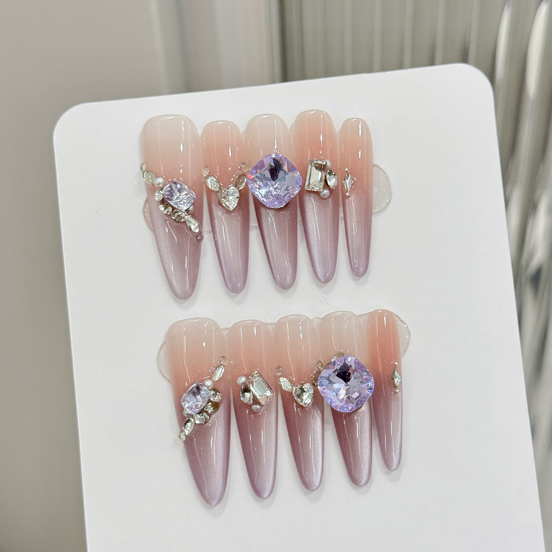 Premium Strass-dekoriertes Press-On Nagelset