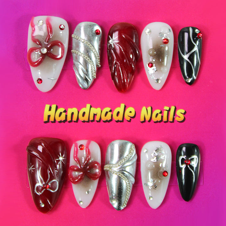 Kunstnagelset mit eleganten 3D-Verzierungen und kreativen Designs Karnz