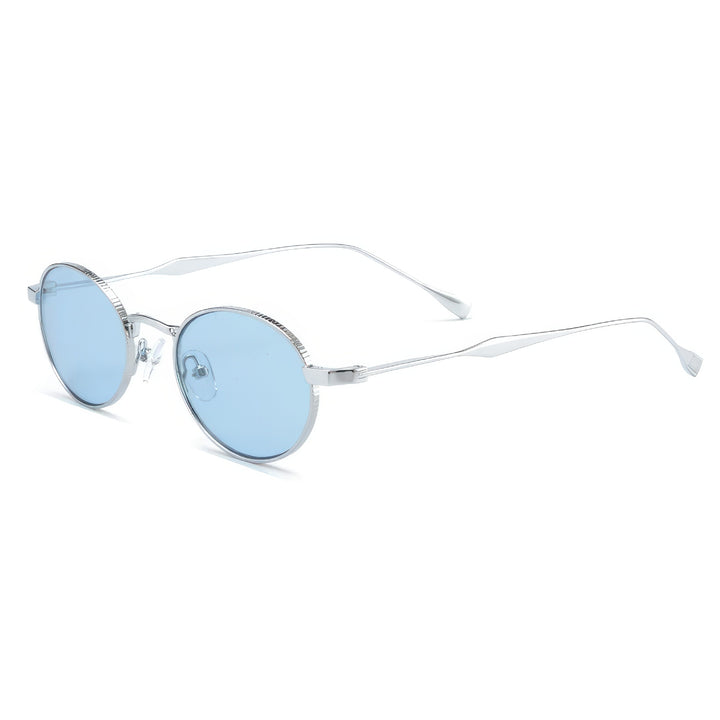 Damen modische Sonnenbrille mit hochwertigem Metallrahmen und runden Gläsern Karnz