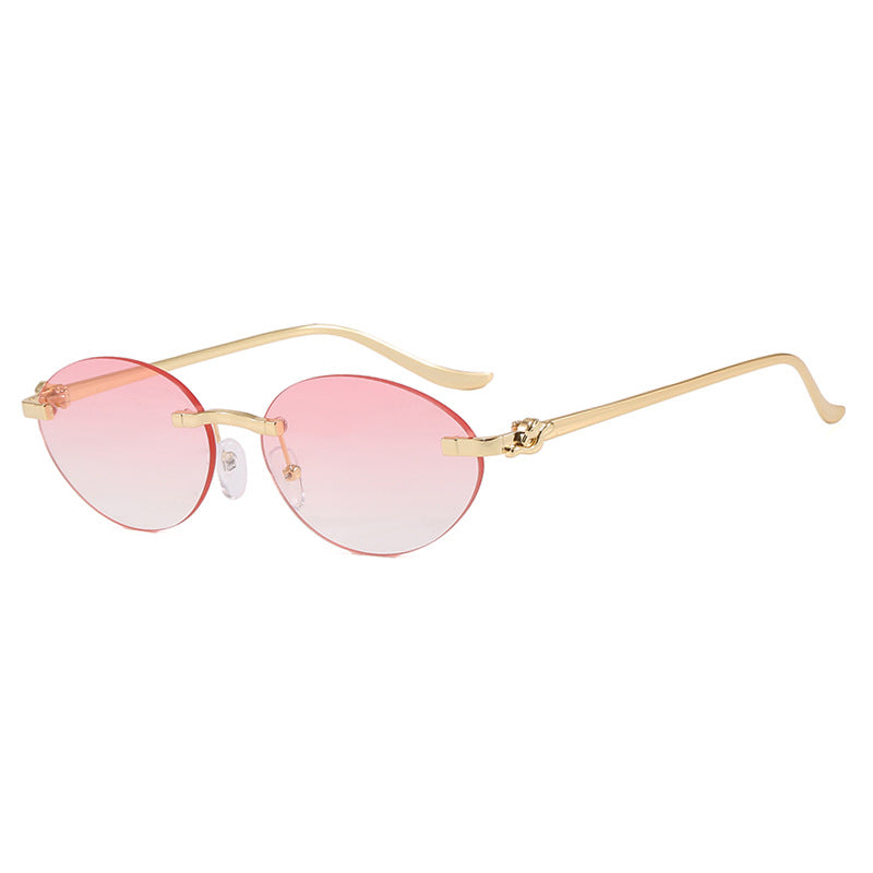 Damen elegante ovale Sonnenbrille mit goldenen Akzenten Karnz