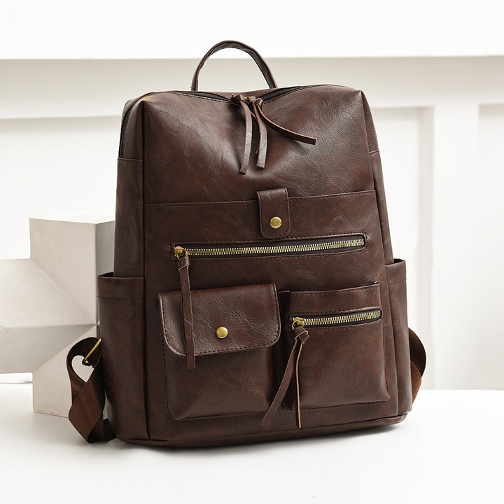Stilvoller Multi-Taschen Kunstleder Rucksack Karnz