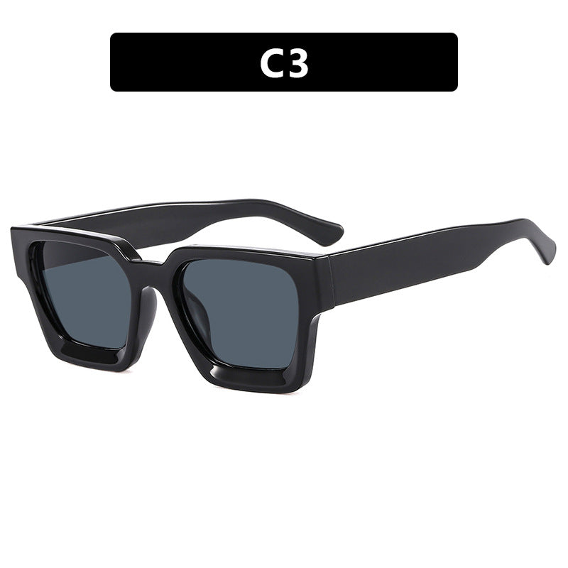 Damen modische quadratische Sonnenbrille mit robustem Rahmen und gelben Gläsern Karnz